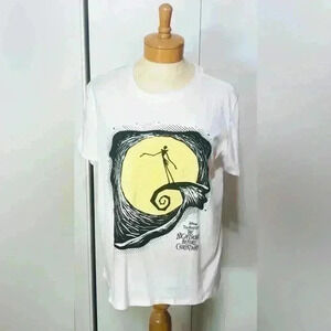 Disney The Nightmare Before Christmas White Black Halloween Jack T Shirt New.